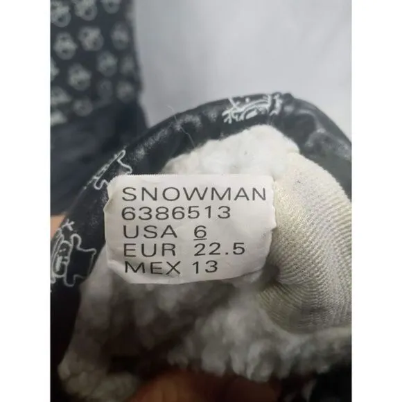 Outbrook Snow Boots Kids Sz 6 Snowmen‎ Black Inside Fur Great Preowned Condition