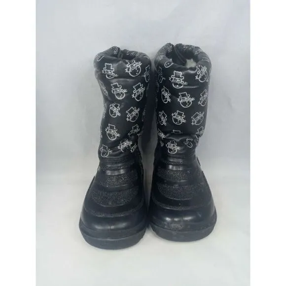 Outbrook Snow Boots Kids‎ Sz 6 Snowmen Black Inside Fur Great Preowned Condition