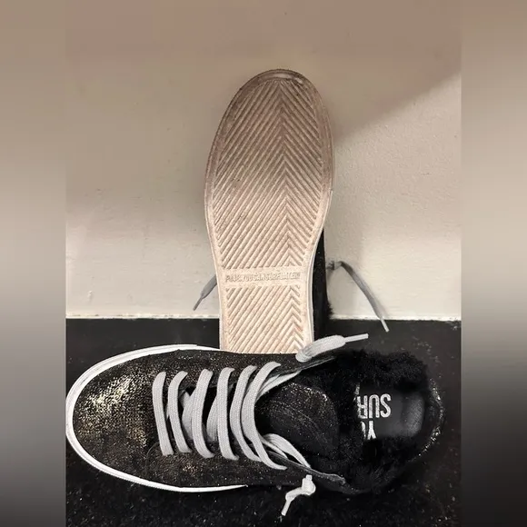 P448 Clara Metallic Faux Fur Platform Slip On Sneakers