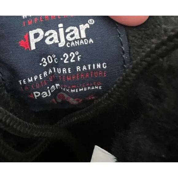 Pajar Canada Black Abbie Sheepskin Waterproof  Lace Up Winter Boots with Fur Cuf
