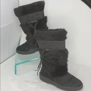 Pajar Olympic Sz 7 Fox Fur/Calf Hair Black Boot