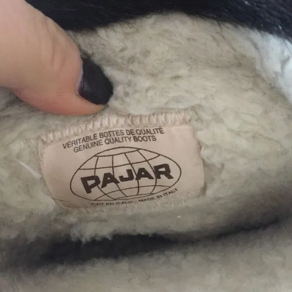 Pajar Olympic Sz 7 Fox Fur/Calf Hair Black Boot
