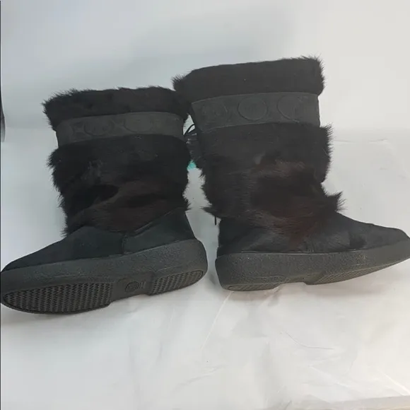 Pajar Olympic Sz 7 Fox Fur/Calf Hair Black Boot