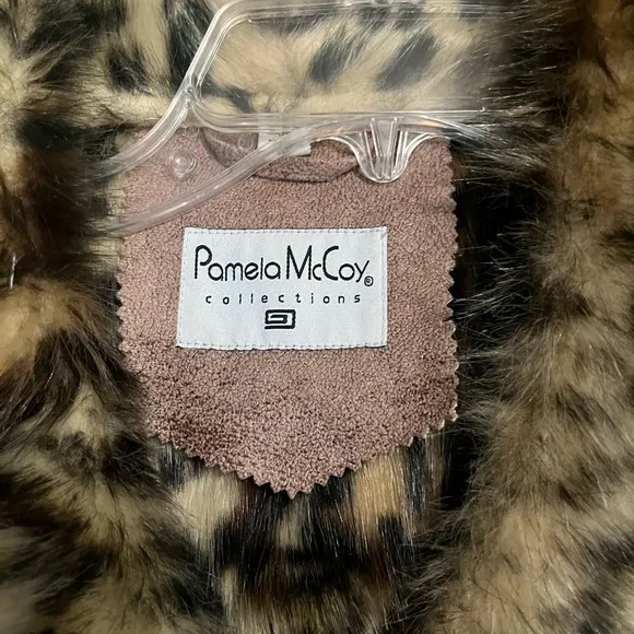 Pamela McCoy Leopard fur lined brown jacket