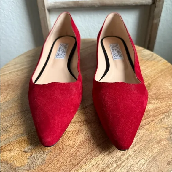 Pancaldi for Diane B. Red Velvet Suede Leather Flats sz: US 10/EU 40