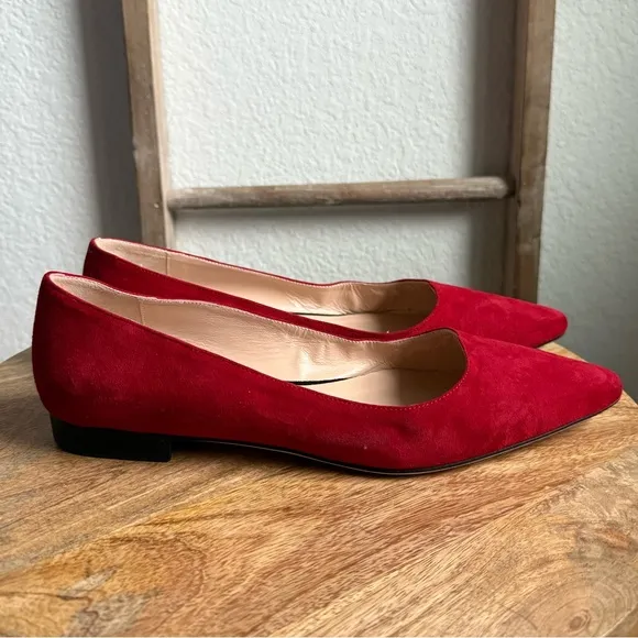Pancaldi for Diane B. Red Velvet Suede Leather Flats sz: US 10/EU 40
