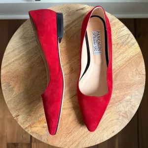 Pancaldi for Diane B. Red Velvet Suede Leather Flats sz: US 10/EU 40