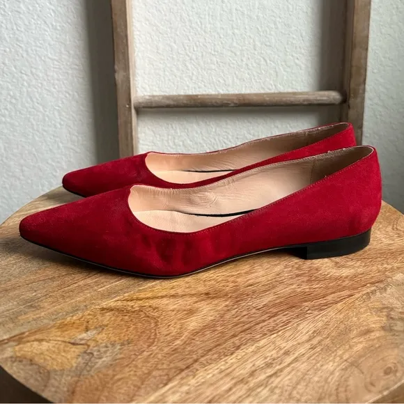 Pancaldi for Diane B. Red Velvet Suede Leather Flats sz: US 10/EU 40