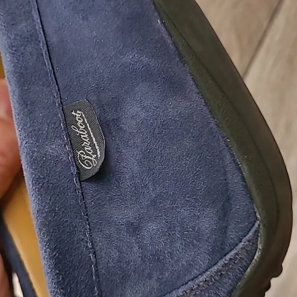PARABOOT Mocassin Cousu Main Spain Blue Suede Leather Sz 8 Mens Slip‎ On Loafers