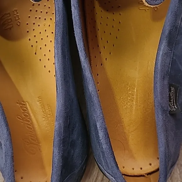 PARABOOT Mocassin Cousu Main Spain Blue Suede Leather Sz 8 Mens Slip‎ On Loafers