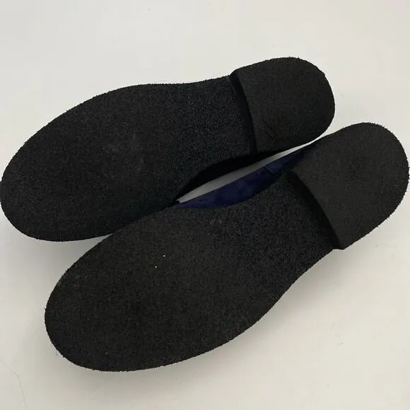 Pas De Rouge Navy Suede Loafer Shoe Casual Slip On Flat Button Round Moc…