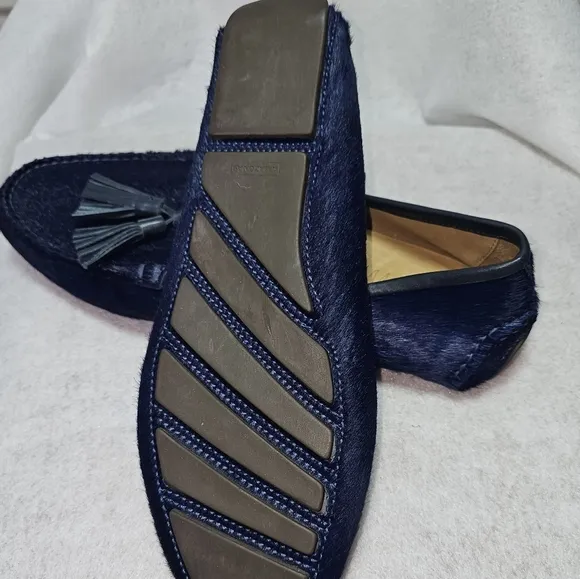 Patricia Green A Mano Andover Driver/Mocassin Womens Loafers Sz 10 Blue Cowhair
