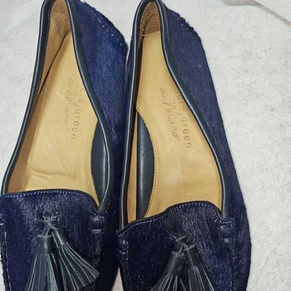 Patricia Green A Mano Andover Driver/Mocassin Womens Loafers Sz 10 Blue Cowhair