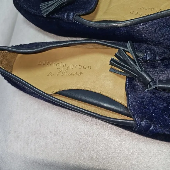 Patricia Green A Mano Andover Driver/Mocassin Womens Loafers Sz 10 Blue Cowhair