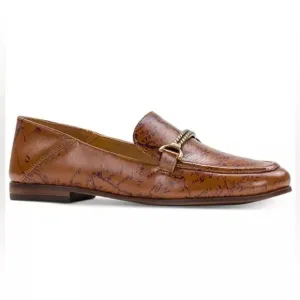 Patricia Nash Fia Map Print Leather Loafers in Brown size 8
