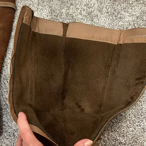 Patrizia Heldia Brown Leather Suede Women's Fur Lined Boots EUC US 9.5 10 EU 41