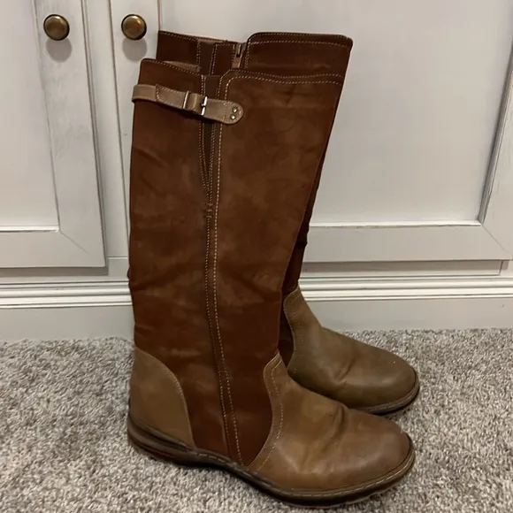 Patrizia Heldia Brown Leather Suede Women's Fur Lined Boots EUC US 9.5 10 EU 41