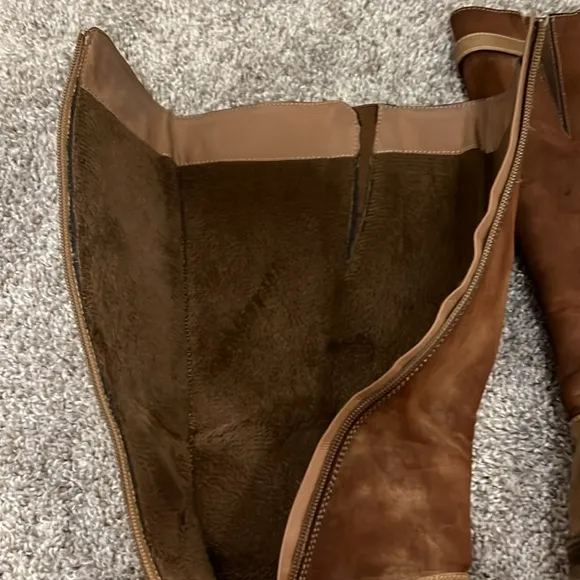 Patrizia Heldia Brown Leather Suede Women's Fur Lined Boots EUC US 9.5 10 EU 41