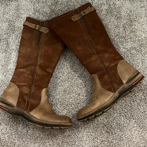 Patrizia Heldia Brown Leather Suede Women's Fur Lined Boots EUC US 9.5 10 EU 41