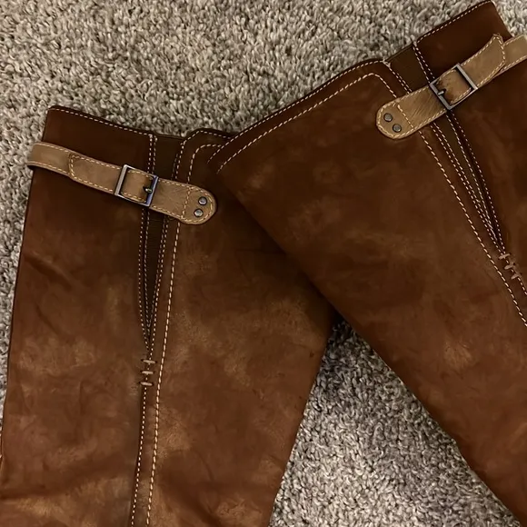 Patrizia Heldia Brown Leather Suede Women's Fur Lined Boots EUC US 9.5 10 EU 41