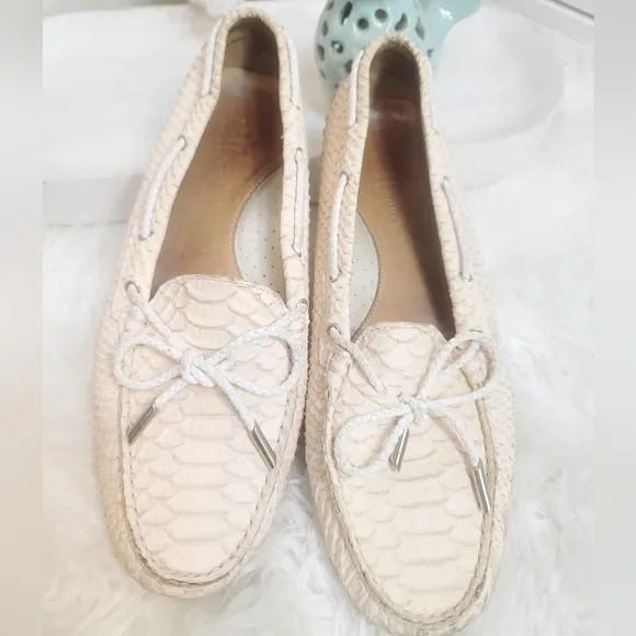 PATRIZIA PIQUET LEATHER SNAKE PRINT LOAFERS ROUND TOE SLIP-ON WOMEN'S SIZE 9