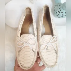 PATRIZIA PIQUET LEATHER SNAKE PRINT LOAFERS ROUND TOE SLIP-ON WOMEN'S SIZE 9