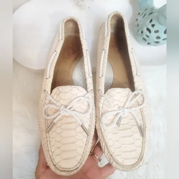 PATRIZIA PIQUET LEATHER SNAKE PRINT LOAFERS ROUND TOE SLIP-ON WOMEN'S SIZE 9