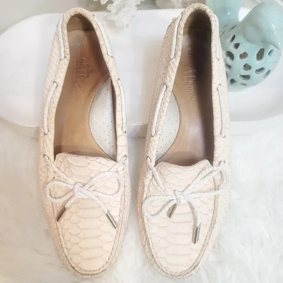 PATRIZIA PIQUET LEATHER SNAKE PRINT LOAFERS ROUND TOE SLIP-ON WOMEN'S SIZE 9
