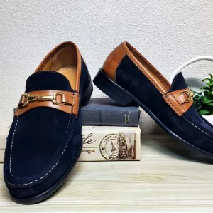 Paul Frederick Suede Navy Blue Loafers Size 9