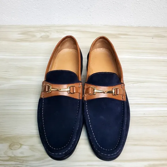 Paul Frederick Suede Navy Blue Loafers Size 9