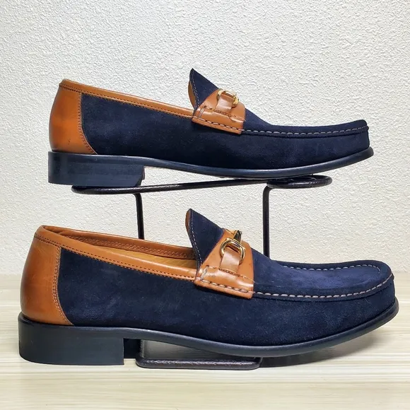Paul Frederick Suede Navy Blue Loafers Size 9