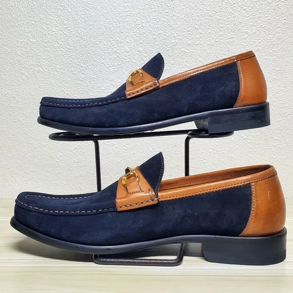 Paul Frederick Suede Navy Blue Loafers Size 9