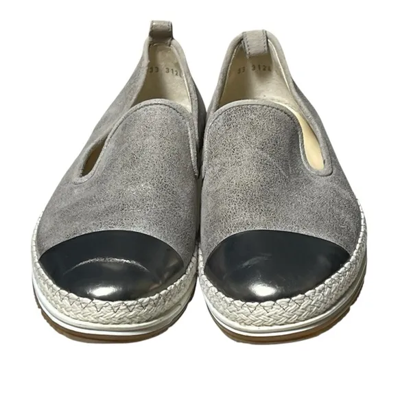 Paul Green Joaquin Leather Espadrille Loafer Silver Black Cap Toe US 7.5 / UK 5
