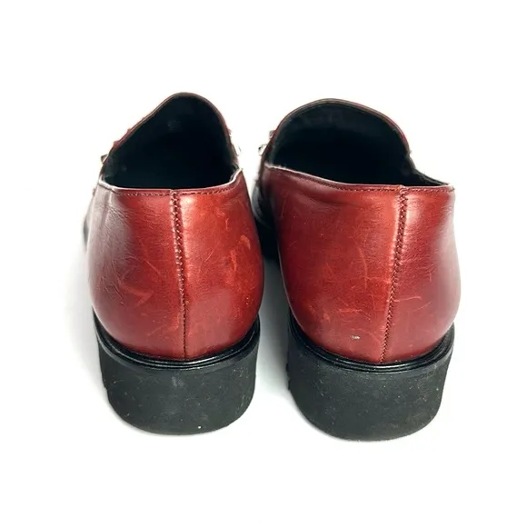 Paul Green Sofia Studded Loafers Maroon Leather size 3,5 US 6