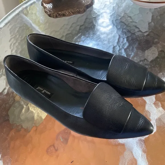 PAUL GREEN Teddy Pointed Toe Flats Shoes 7.5 Black