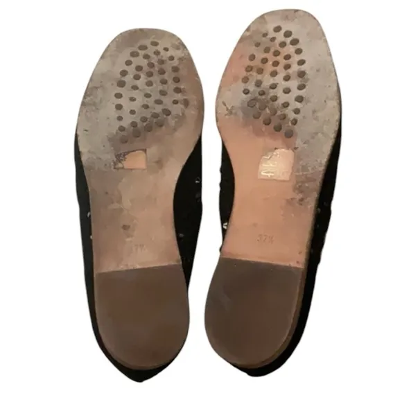 Pedro Garcia Leather Suede Perforated Jeweled Embellished Slip On Loafe…