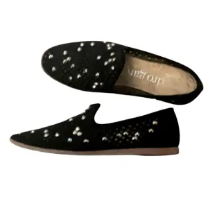 Pedro Garcia Leather Suede Perforated Jeweled Embellished Slip On Loafe…