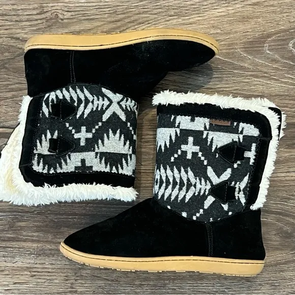 Pendleton Women's Hacienda Bootie Size 10 Spider Rock Boots Black White