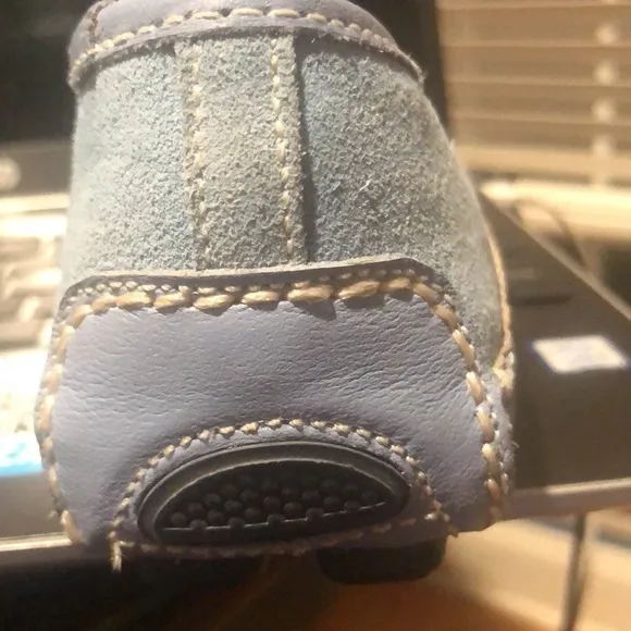 Peter Millar Light blue suede and leather slip on driving loafers new never worn