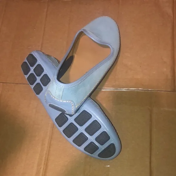 Peter Millar Light blue suede and leather slip on driving loafers new never worn