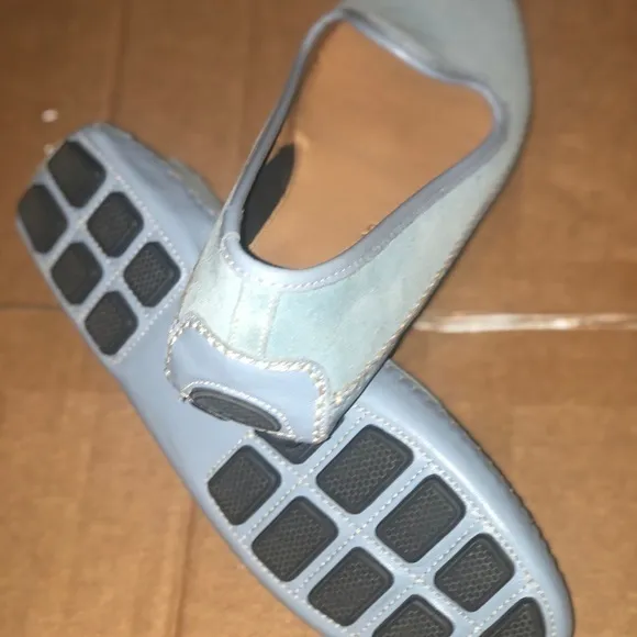 Peter Millar Light blue suede and leather slip on driving loafers new never worn