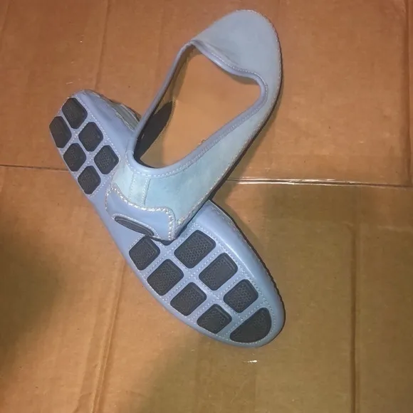 Peter Millar Light blue suede and leather slip on driving loafers new never worn