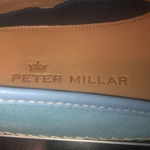 Peter Millar Light blue suede and leather slip on driving loafers new never worn