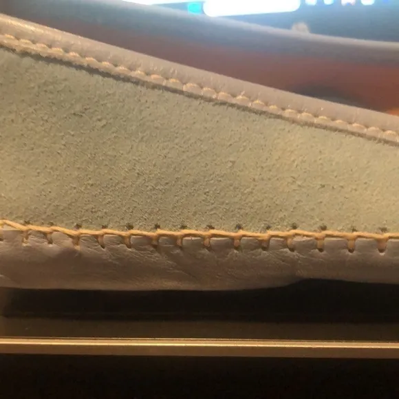Peter Millar Light blue suede and leather slip on driving loafers new never worn