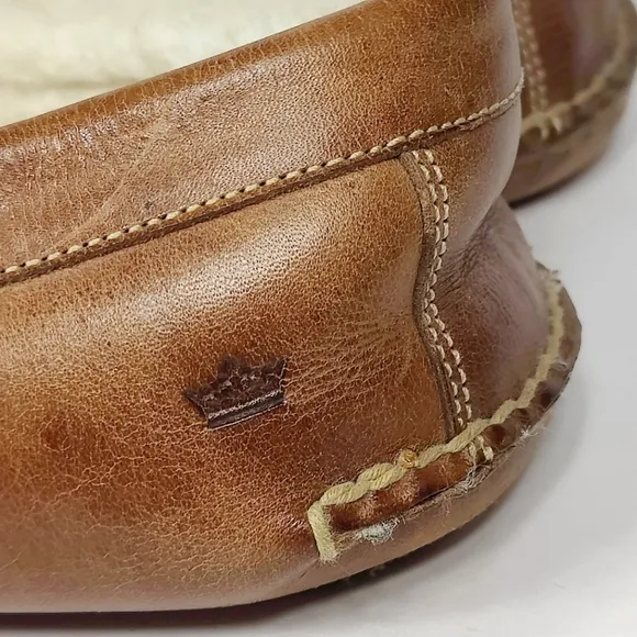 Peter Millar Men's Brown Fur Lined Casual Leather Penny Loafers Slip On Shoe 11M