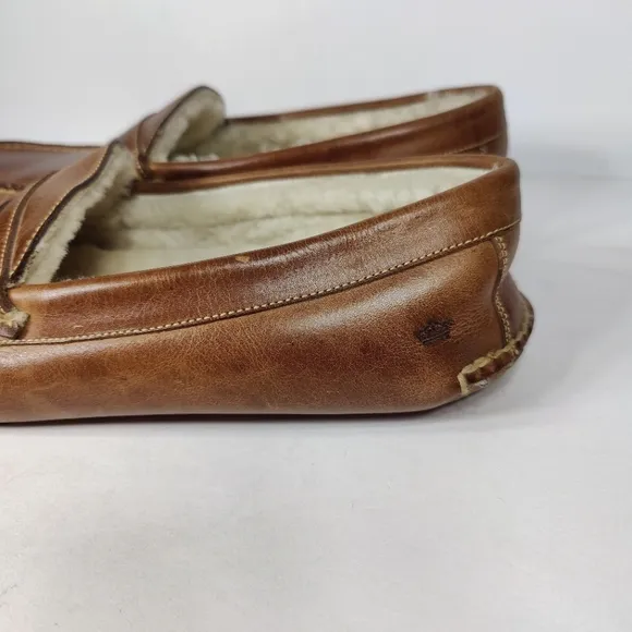 Peter Millar Men's Brown Fur Lined Casual Leather Penny Loafers Slip On Shoe 11M