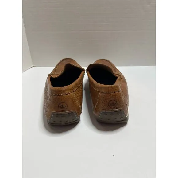 Peter Millar Mens Pebbled Leather Slip On Loafers Tan Size 9.5