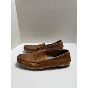 Peter Millar Mens Pebbled Leather Slip On Loafers Tan Size 9.5