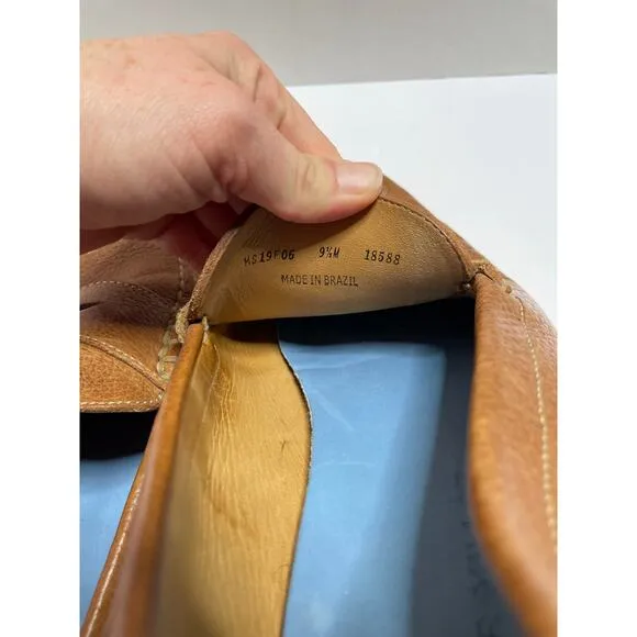 Peter Millar Mens Pebbled Leather Slip On Loafers Tan Size 9.5