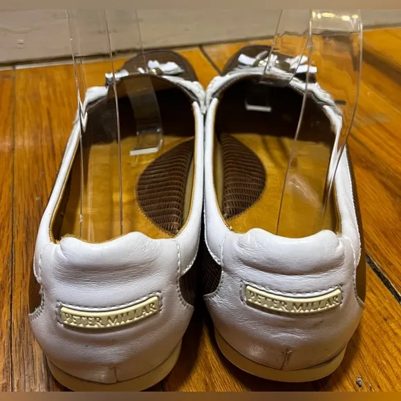 PETER MILLAR Women’s Leather Driving Loafer Brown White w/ Tassels Sz 7 $200